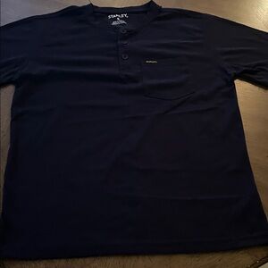 Stanley Men's Dark Blue Casual Button Down Shirt
